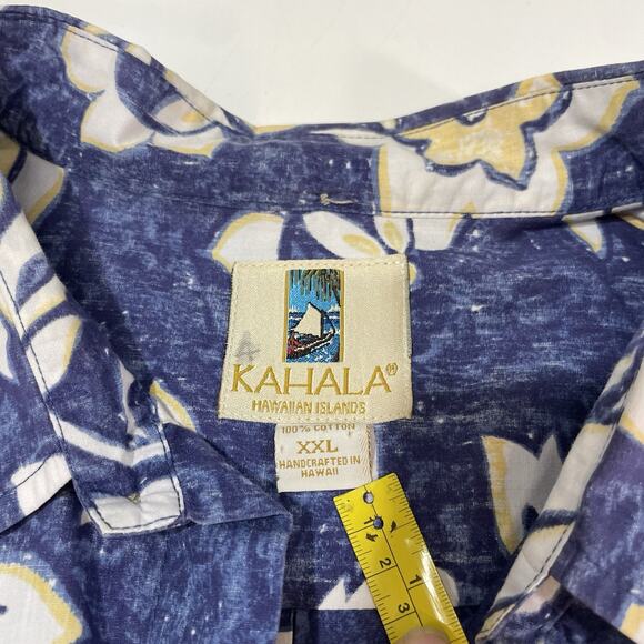 Kahala Men's Floral Button-Up Shirt Blue Size 2XL XXL Handcrafted Hawaiian - Picture 6 of 7